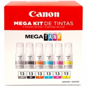 Kit Tintas Canon GI-13 Mega Pack Original BK C M Y R GY para PIXMA G510 G610 G650 G620
