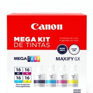 Kit Tintas Canon GI-16 Original BK C M Y para MAXIFY GX6010 GX7010 GX5010 en una sola caja