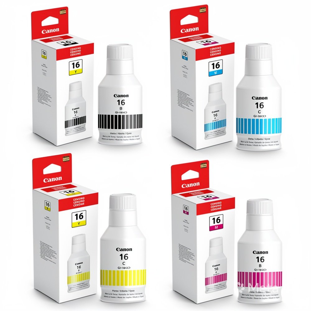 Kit Tintas Canon GI-16 Original BK C M Y para MAXIFY GX6010 GX7010 GX6020 GX7020