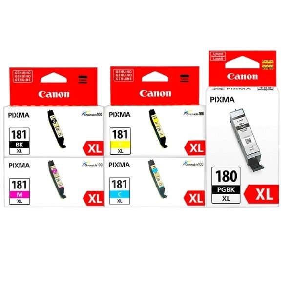 Kit Tintas Canon PGI-180XL + CLI-181XL Original para PIXMA TS6140 TS704 TS8140 TS8240 TS8340 TR7540 TR8540