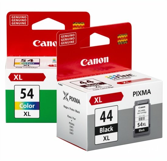 Pack Tintas Canon PG-44XL Negra + CL-54XL Tricolor Original para PIXMA E401 E461 E471 E481
